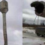 [動画0:23]給水塔の修理のはずが、まさかの解体・・・！？