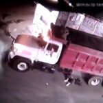 [動画0:29]トラック運転手、一緒に仮眠していた同僚を轢いちゃう