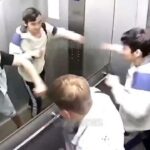 [動画1:47] エレベーターの鏡を壊す若者、その後とんでもないことに・・・