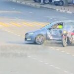 [動画1:40] バイクと車が衝突、飛ばされるライダー