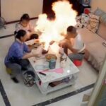 [動画0:27] 中国人、食事中に娘を燃やす