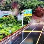 [動画0:34] 中国のトンネル、地すべりで崩落する瞬間