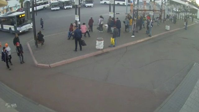 [動画0:31] バス待ちの人々、目の前で女性がバスに轢かれる瞬間を見せられる