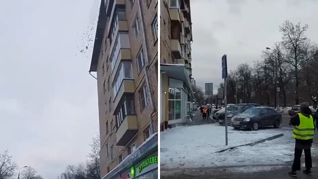 [動画0:23] ロシアの雪下ろし、あまりに雑過ぎる