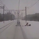 [動画1:17] 線路に脚立を残して退避！列車が衝突！
