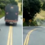 [動画0:54] トラックのブレーキが故障、運転手が飛び降りた結果・・・