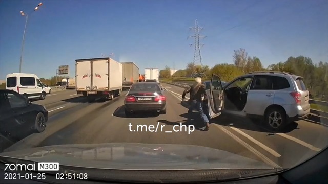 [動画0:30] 道路上でのトラブルの結果、さすがにアホすぎるやろ